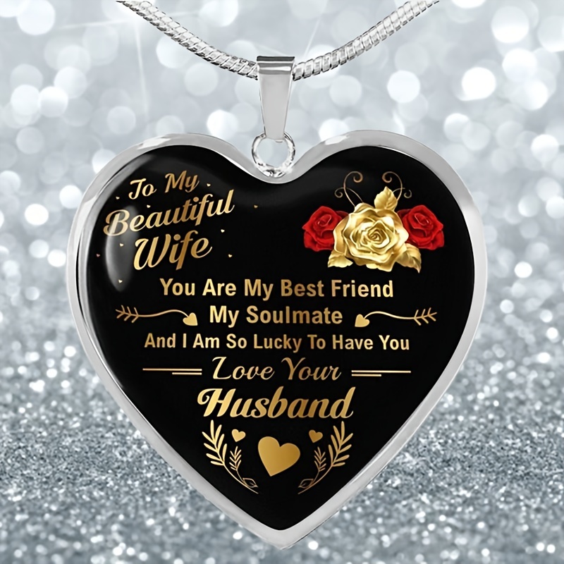 Heart Pendant Necklace To Wife Anniversary Birthday Gift